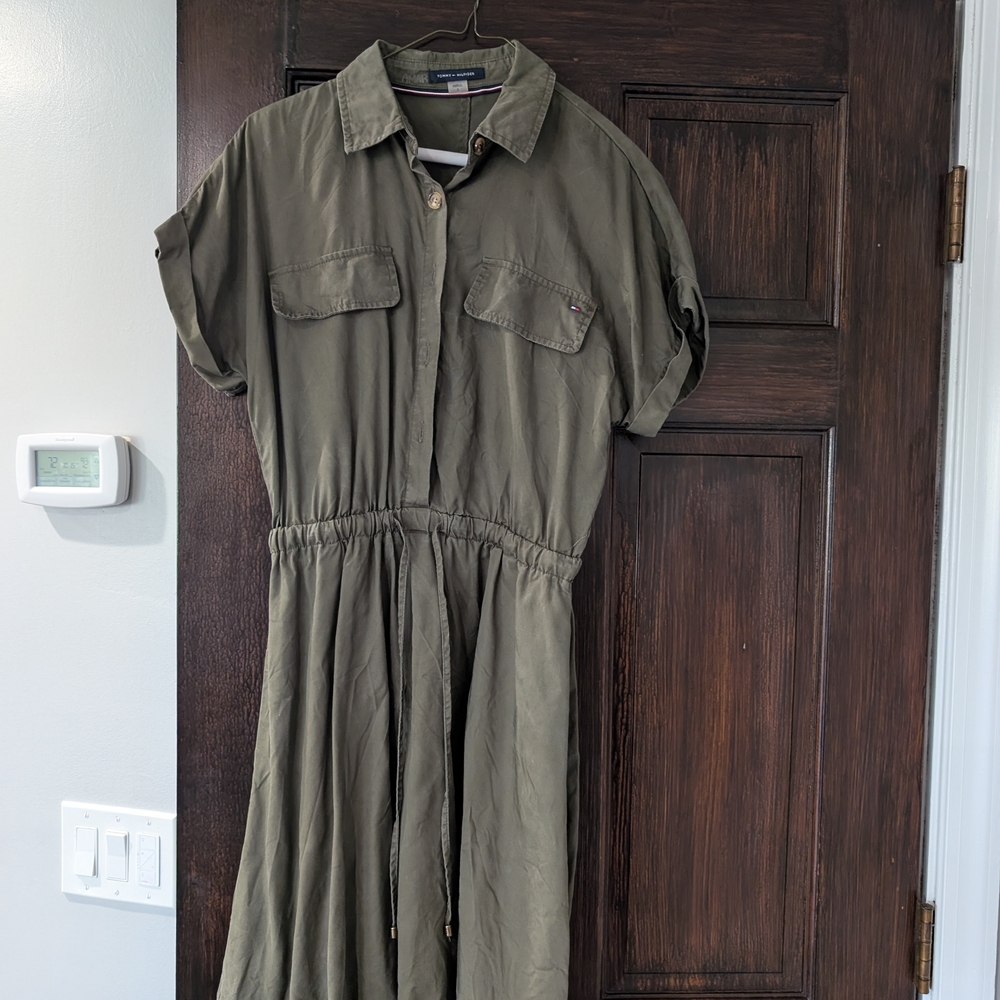Tommy Hilfiger Green Polo Collar Midi Dress